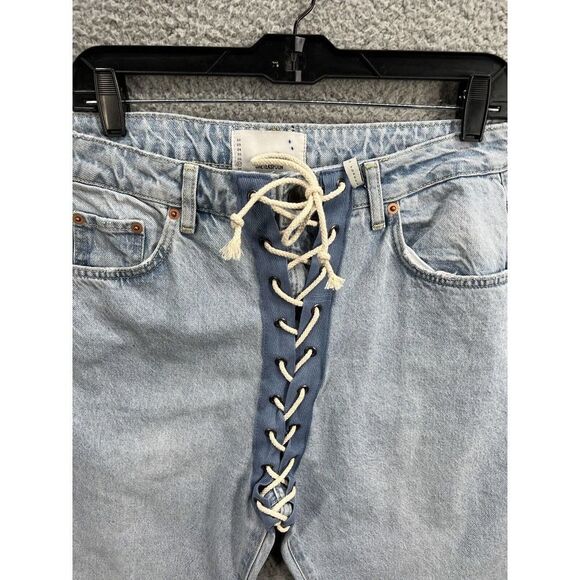Free People BEST BLUE LACED BANDITS RELAXED JEANS Size 27 New - Picture 4 of 10